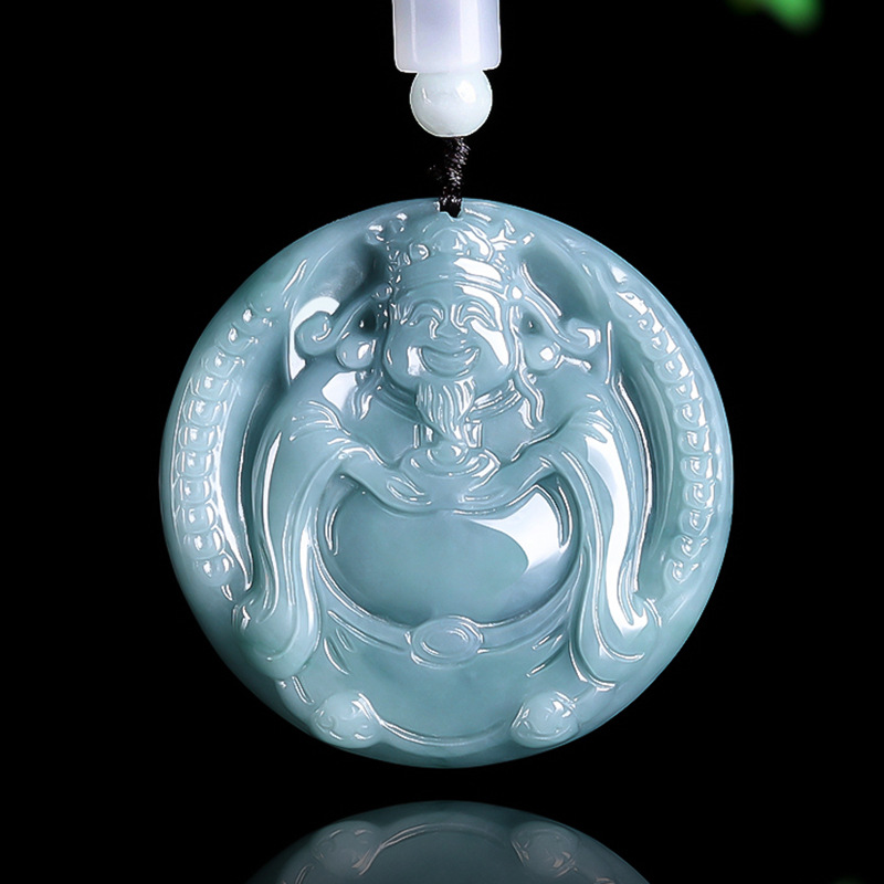 Vintage Necklace - Burmese Jadeite God of Wealth Pendant