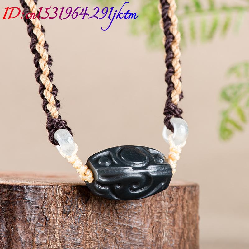 Hetian Jade Carve Bead Pendant - Vintage Necklace 评论和价格