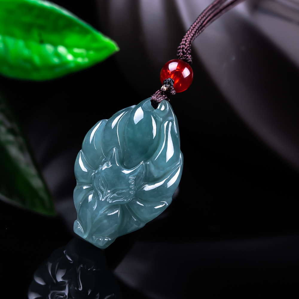 Natural Burmese Jadeite Fox Pe - Vintage Necklace 评论和价格