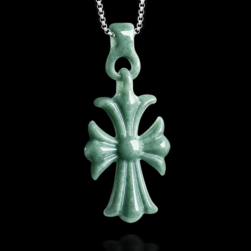 Natural Burmese Jadeite Cross  - Vintage Necklace 评论和价格